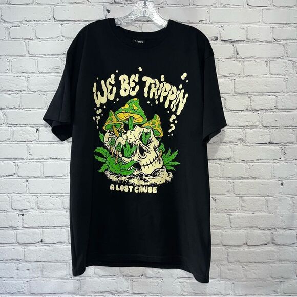 A Lost Cause We Be Trippin 420 Bud & Mushrooms Graphic Tee T-Shirt Size Large - Picture 6 of 11